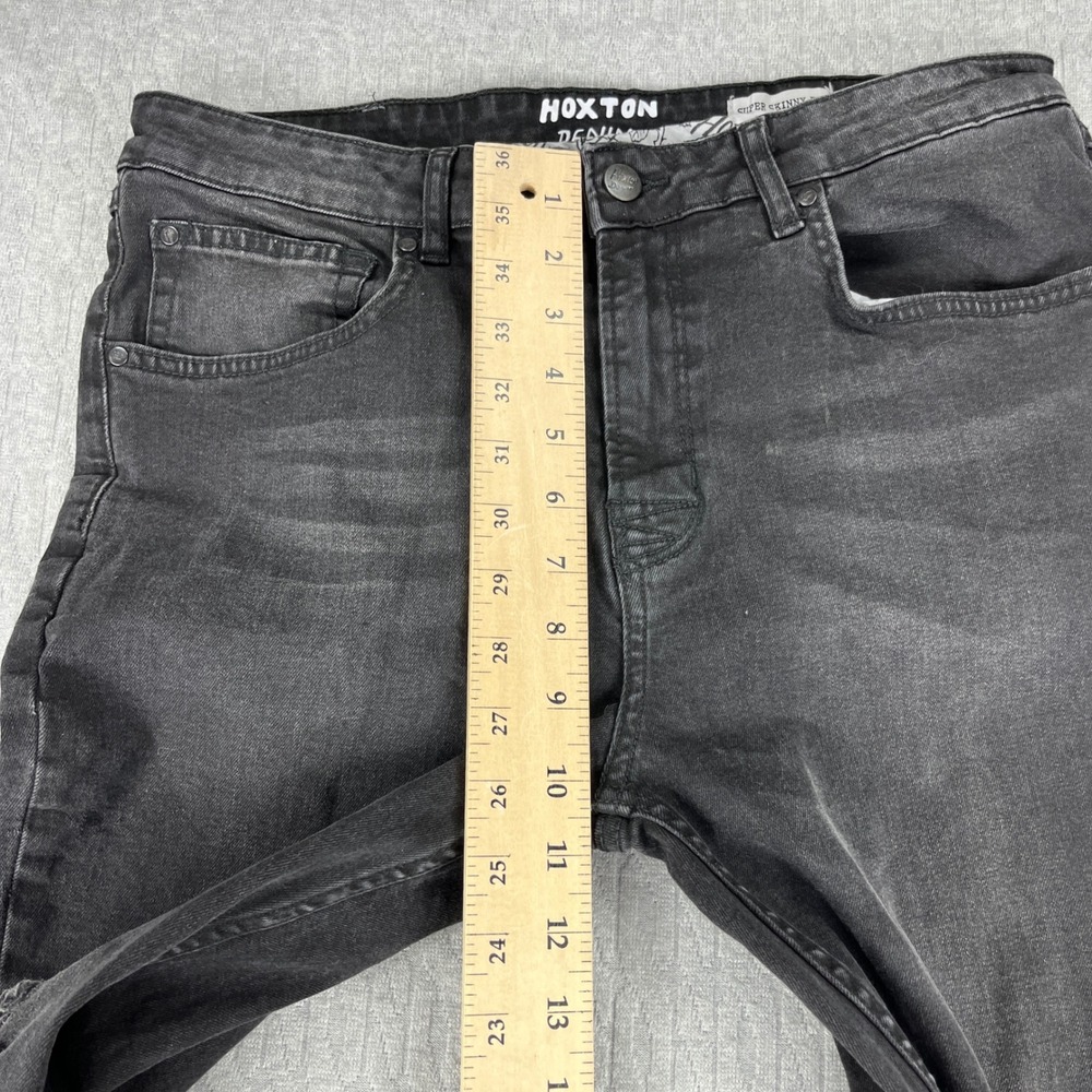 Hoxton Denim Super Skinny Goth Core Punk Jeans Men 34x34 (30X33 Black Distressed - Picture 7 of 15